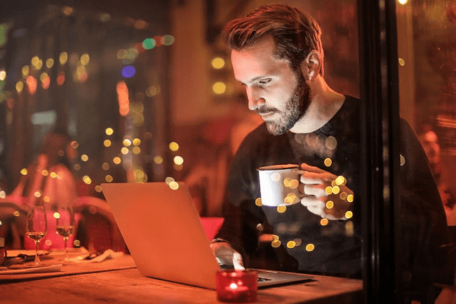 man checking site